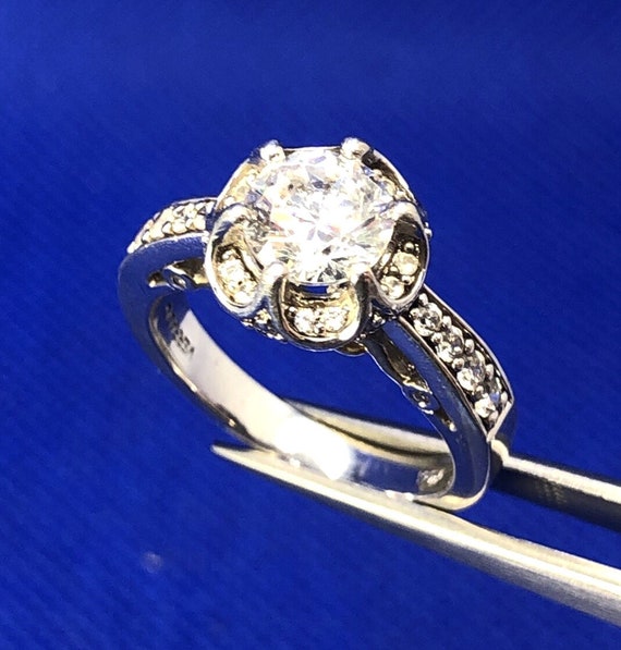 Designer Verragi 925 Sterling Silver Round Cubic Zirconia Engagement Ring