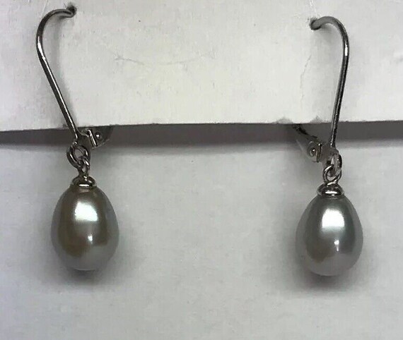 Sterling Silver 925 Pear Shaped Grey Pearl Weddin… - image 3