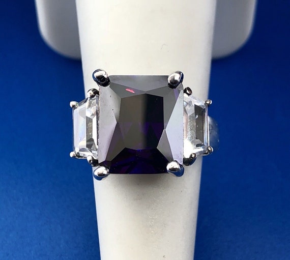 Dramatic Sterling Silver 925 Purple White CZ Stat… - image 5