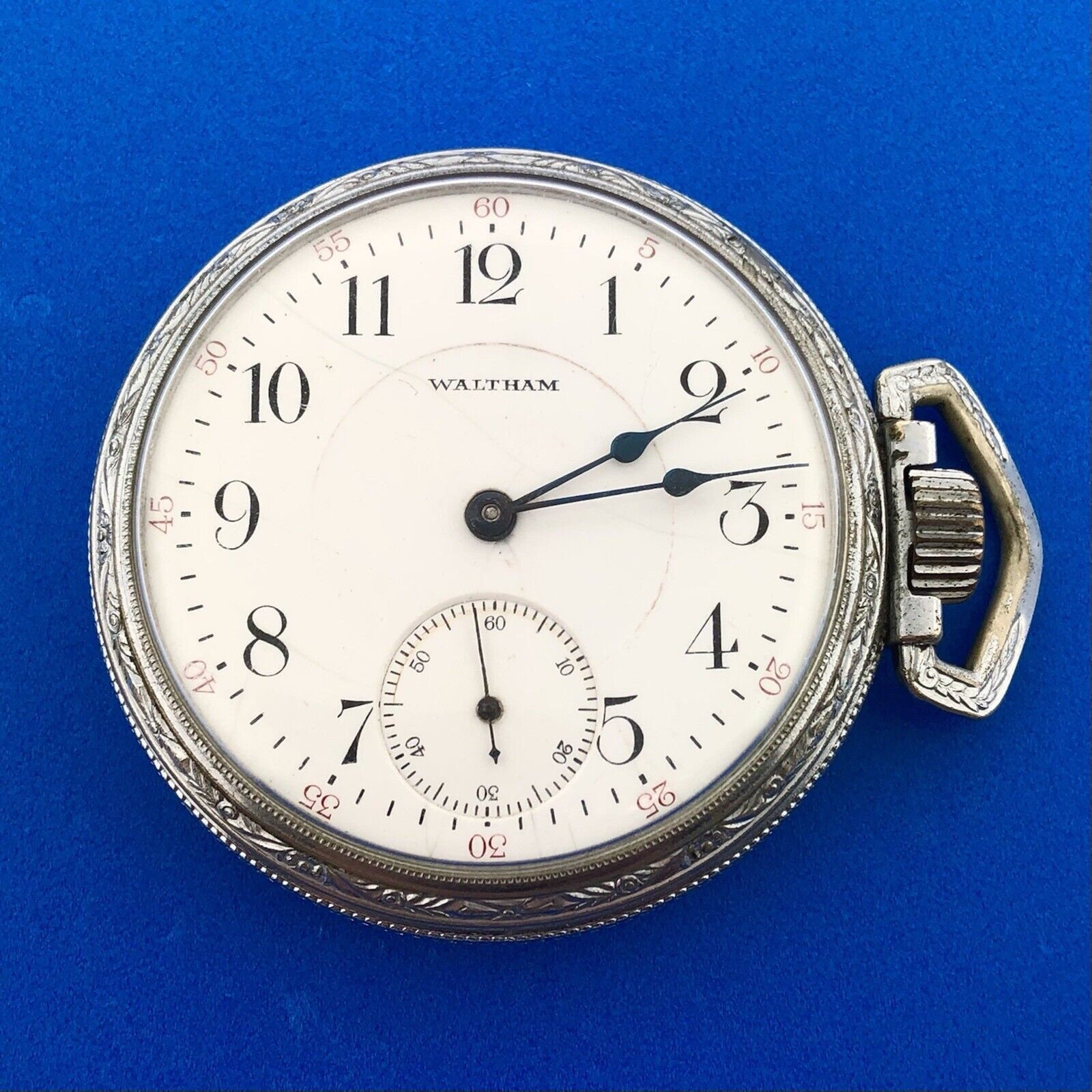 Waltham Silver Toned Open Face Grade 635 17j Model 1908