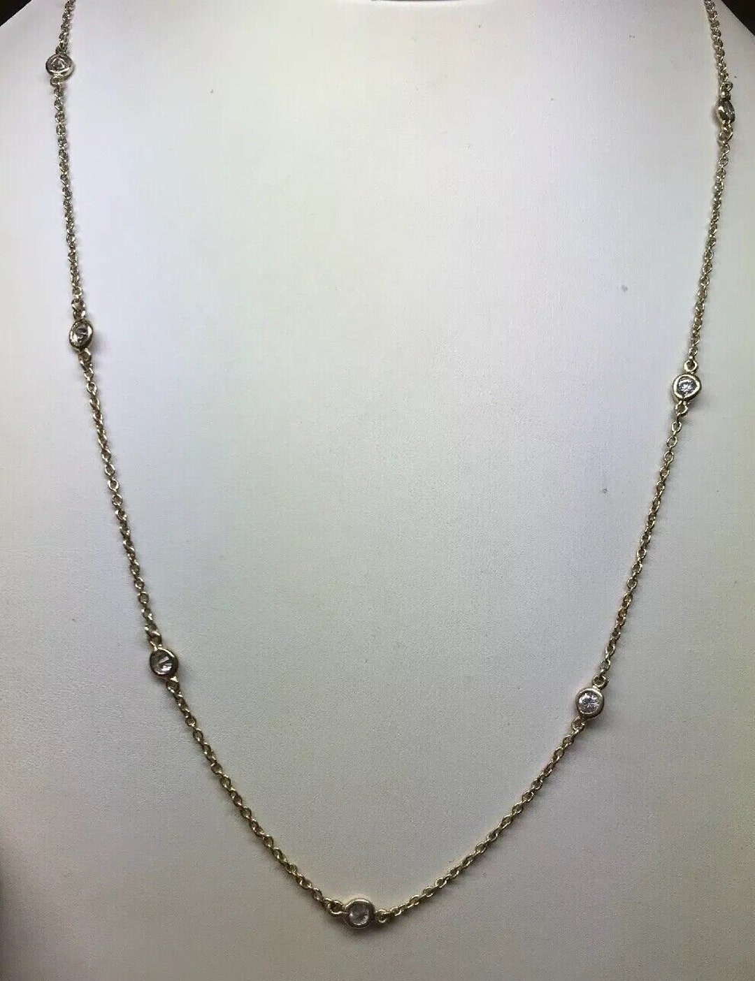 Fas Silver FAS Vermeil Sterling Silver 925 Round Cubic Zirconia CZ Station ...