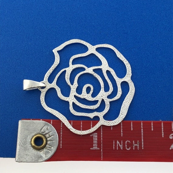 Designer FAS Sterling Silver 925 Openwork Rose Fl… - image 7