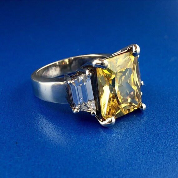 Dramatic Sterling Silver 925 Yellow White CZ Stat… - image 4