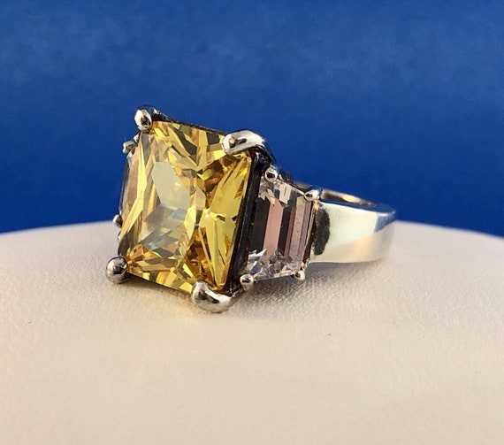 Dramatic Sterling Silver 925 Yellow White CZ Stat… - image 7
