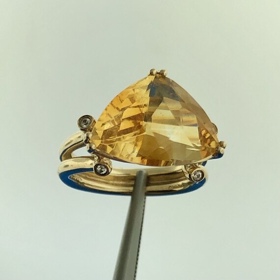 Gorgeous 14k Yellow Gold Faceted Triangle Citrine… - image 3