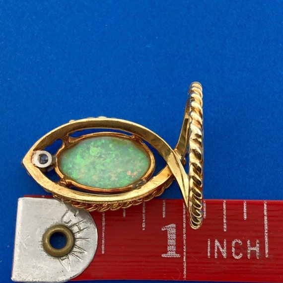 Custom Estate 18K Yellow Gold Oval Opal Diamond A… - image 9