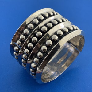 Mid Century Taxco Alfredo Villasana 925 Sterling Silver Statement Cuff Bracelet