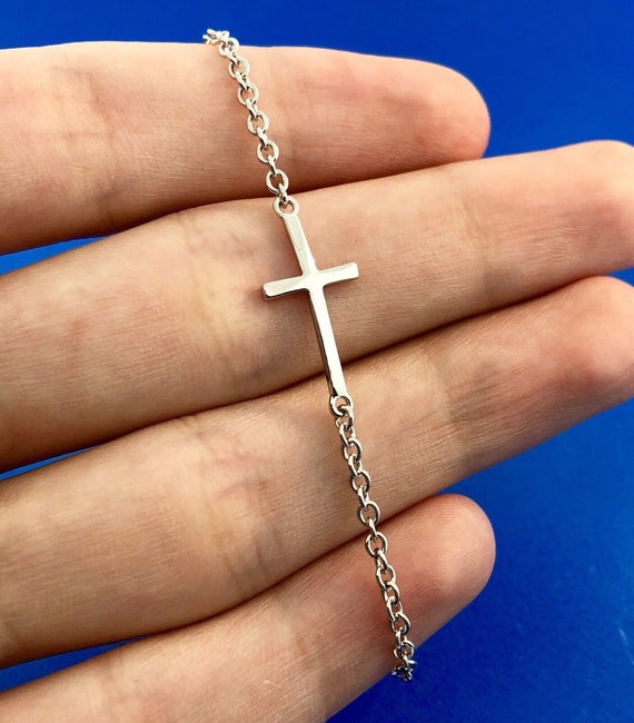 Designer Sterling Silver Curved Cross Religious C… - image 2