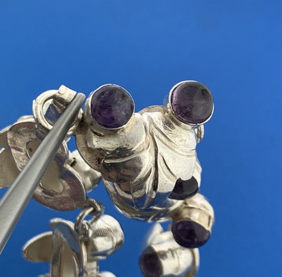 Mid Century 925 Sterling Silver Amethyst Grape Vi… - image 4