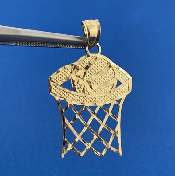 Designer GS 10K Yellow Gold Basketball & Net Hoop… - image 1