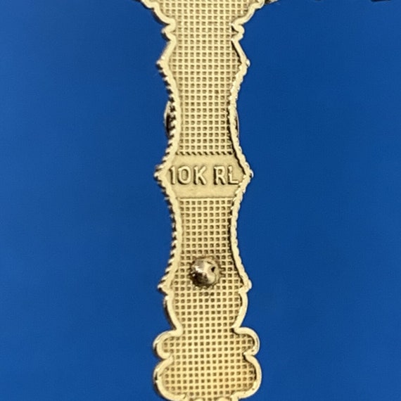 Designer 10K Yellow Gold Textured Crucifix Cross … - image 5