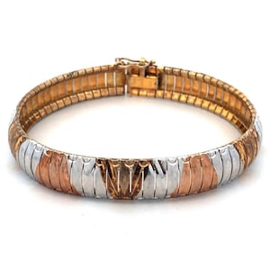 Designer Milor Italy 925 Sterling Silver Vermeil Gold Rose Gold Chain Bracelet