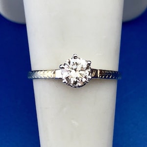 14K Yellow White Gold Vintage Diamond Solitaire Engagement Ring