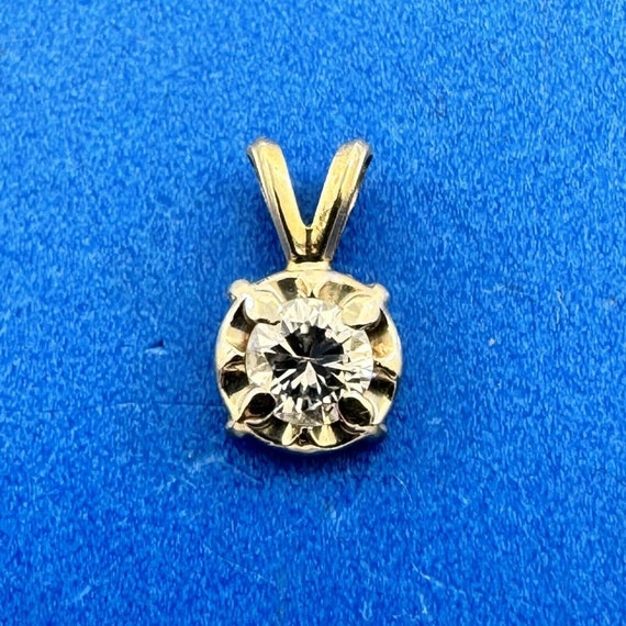 Vintage 14K Yellow Gold Round Diamond Petite Roun… - image 3