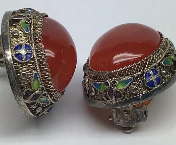 Vtg Artisan Sterling Silver Carnelian Cloisonne F… - image 7