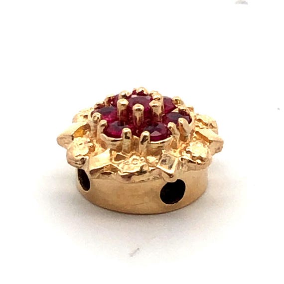 Designer 14K Yellow Gold Round Ruby Slide Bracele… - image 3