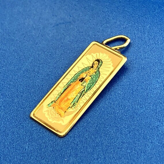 Estate Designer JTS 10K Yellow Gold Painted Mary … - image 2