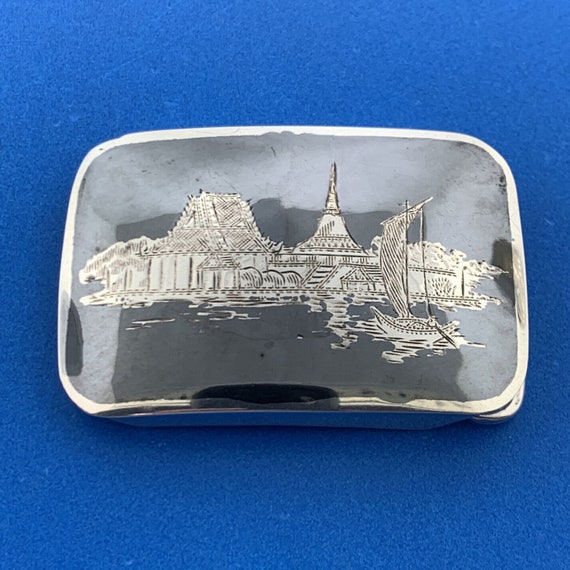 Vintage Sterling Silver SIAM NIELLOWARE Buildings… - image 1