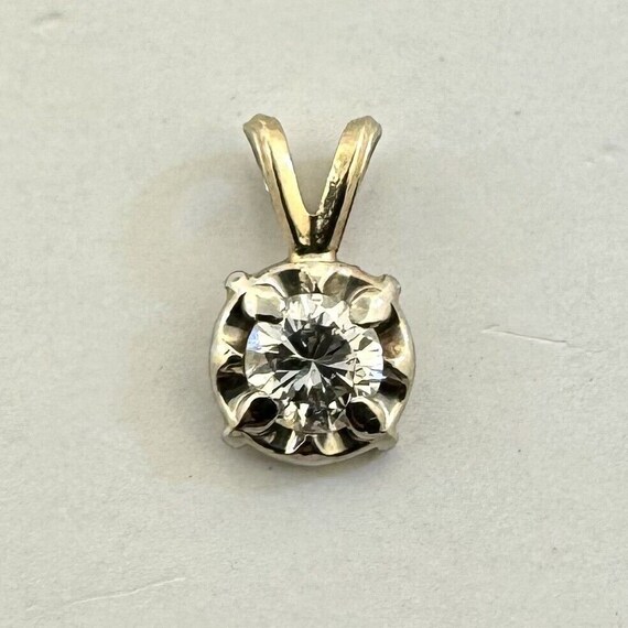 Vintage 14K Yellow Gold Round Diamond Petite Roun… - image 2