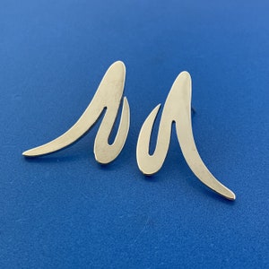 Stunning Sterling Silver 925 Abstract Cursive A Alphabet Initial Stud Earrings