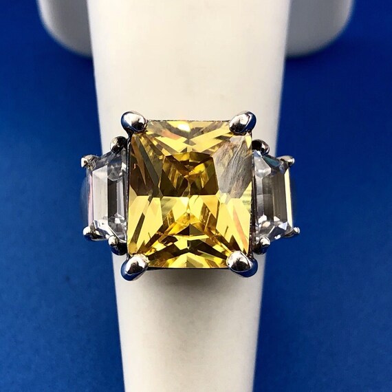Dramatic Sterling Silver 925 Yellow White CZ Stat… - image 3