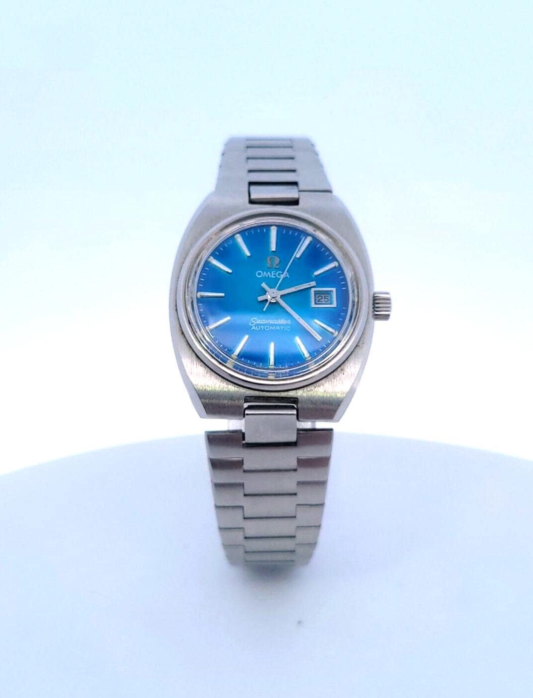 Omega Seamaster Automatik Datum Edelstahl 27 mm Blaues Zifferblatt