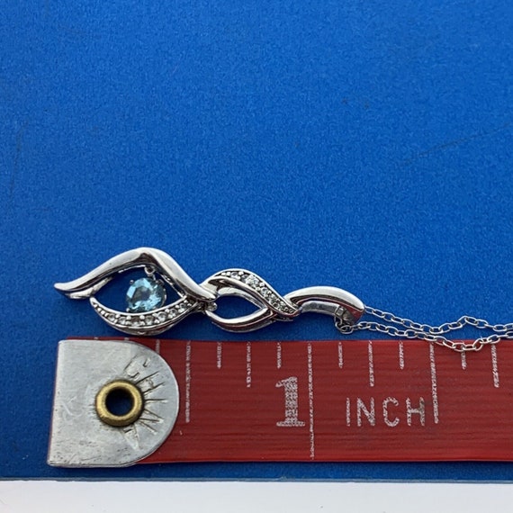 58 Cm Hals Kette Sterling Silber 925 Mit Blautopas (Neu (gemäss