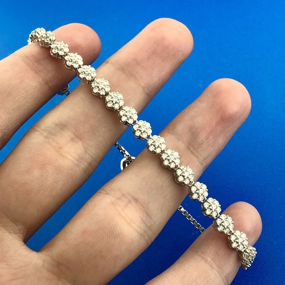 Designer Cn Fzn Sterling Silver 925 Cz Flower Cluster Box