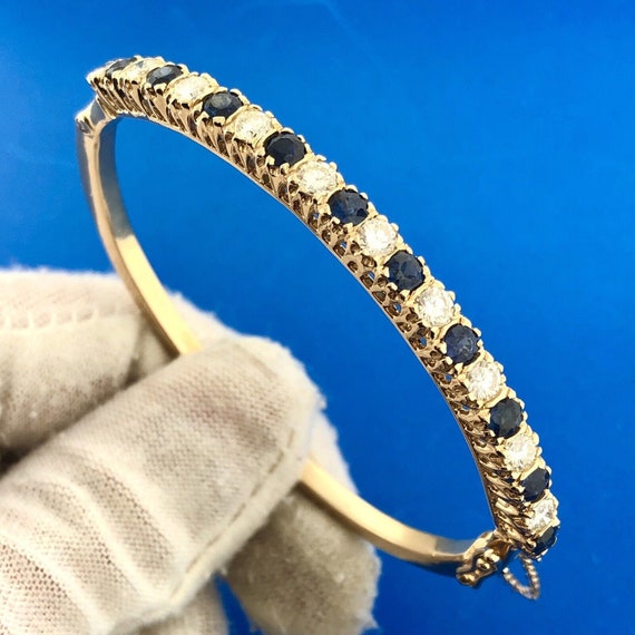 Stunning 14K Yellow Gold Diamond Sapphire Septemb… - image 1