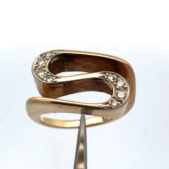 Designer 14K Yellow Gold Round Diamonds Modernist… - image 9