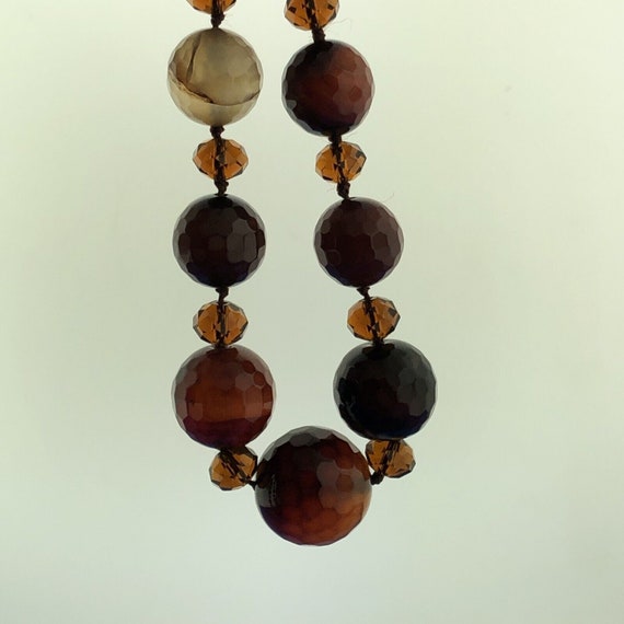 Vintage Designer Hand Knotted Carnelian Obsidian … - image 4