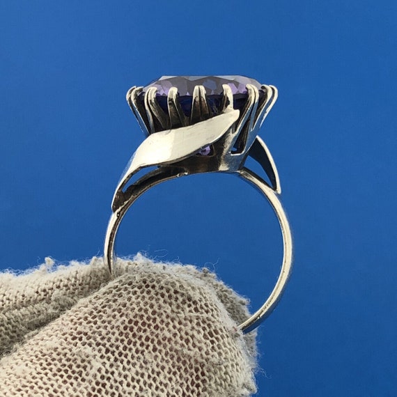 Modernist Artisan Sterling Silver 925 Purple Sapp… - image 5