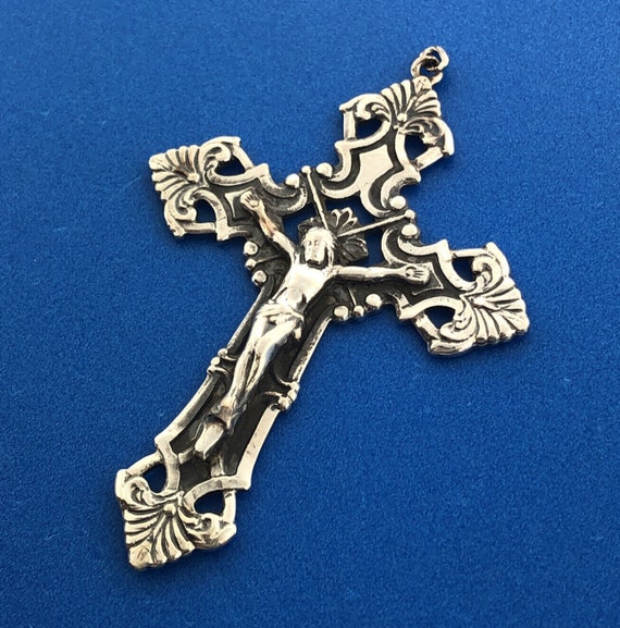 Vintage Sterling Silver 925 Gothic Cross Crucifix… - image 2