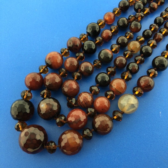 Vintage Designer Hand Knotted Carnelian Obsidian … - image 6