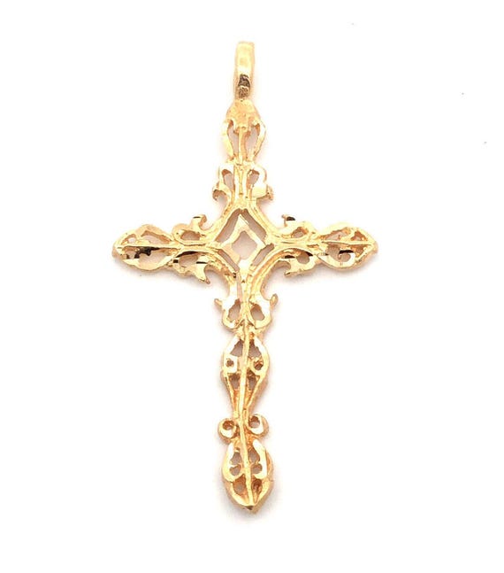 14k Yellow Gold Filigree Cross Pendant