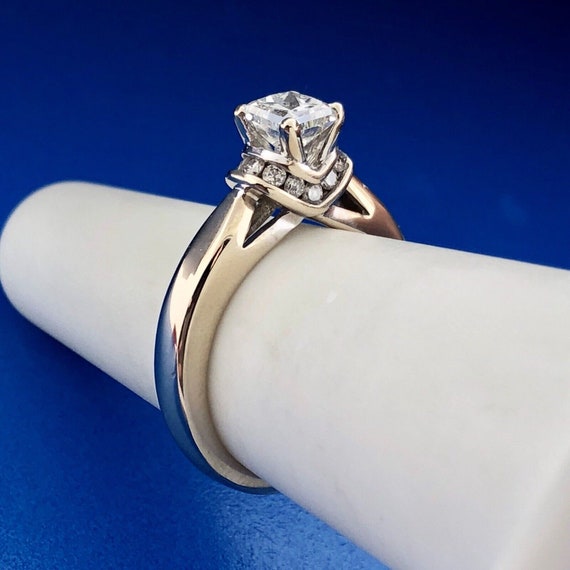 14k White Gold Ring Princess Diamond Center Accen… - image 1