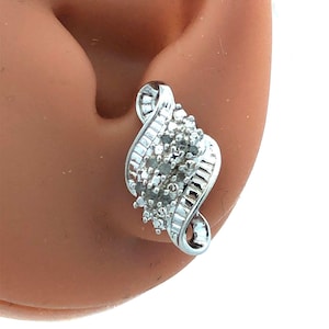 Designer JWBR 925 Sterling Silver Round Diamond Oval Infinity Stud Earrings