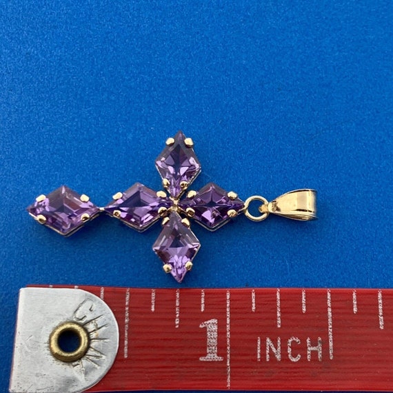 Designer Mexico 14K Yellow Gold Amethyst Religiou… - image 7