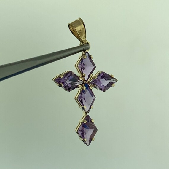 Designer Mexico 14K Yellow Gold Amethyst Religiou… - image 4