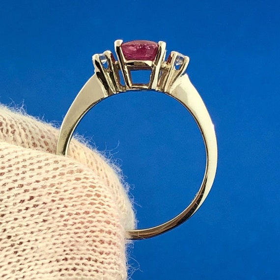 Vintage 14K White Gold Oval Ruby Solitaire Diamon… - image 8