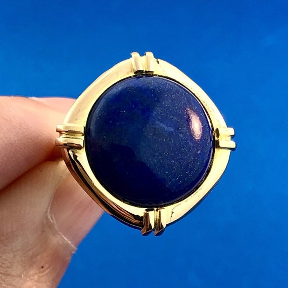 Vintage 14K Yellow Gold Lapis-Lazuli Cabochon Mod… - image 5