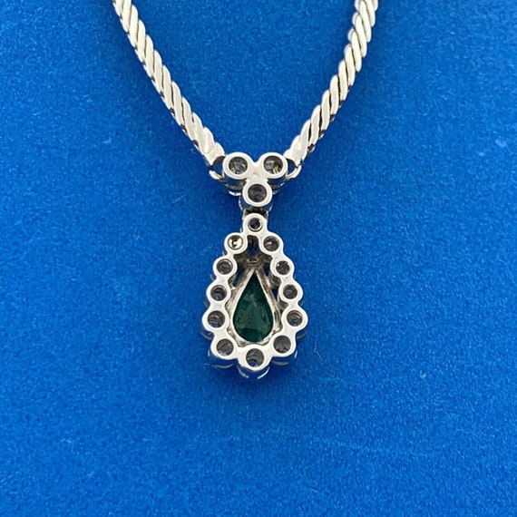 Gorgeous 18k White Gold Pear Cut Emerald Diamond … - image 8