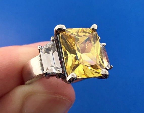 Dramatic Sterling Silver 925 Yellow White CZ Stat… - image 9
