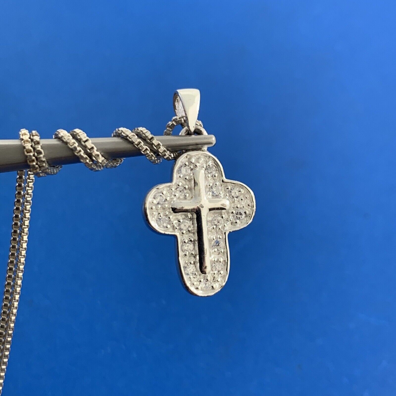 Kreuz Anhänger Zirkonia Zur Taufe Kommunion Mit Kette Echt