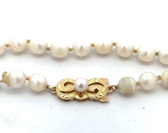 Vintage Mikimoto Pearl Necklace Sterling Silver 15 Inches