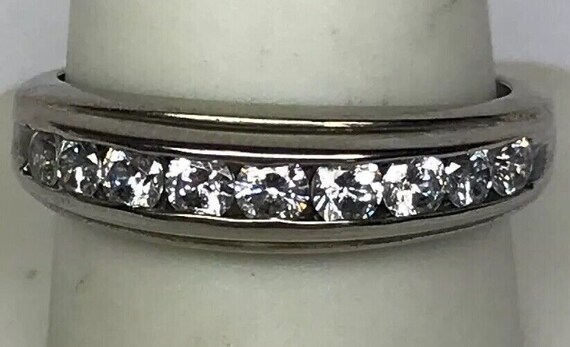 Unisex Sterling Silver 925 Cubic Zirconia Wedding… - image 2