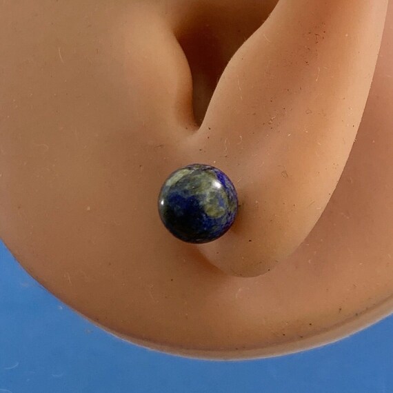 Designer 14K Yellow Gold Lapis Lazuli Bead Ball S… - image 3