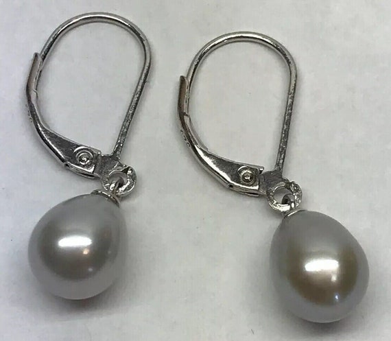 Sterling Silver 925 Pear Shaped Grey Pearl Weddin… - image 5