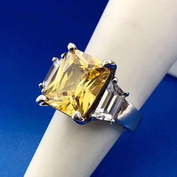 Dramatic Sterling Silver 925 Yellow White CZ Stat… - image 5