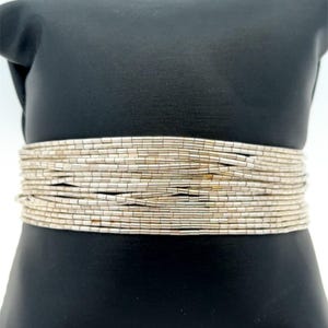 925 Sterling Silver 20 Multi-Strand Beaded Liquid Silver Bracelet